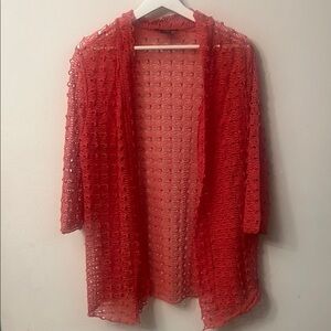 Kaktus Red Open-Knit long Cardigan 314